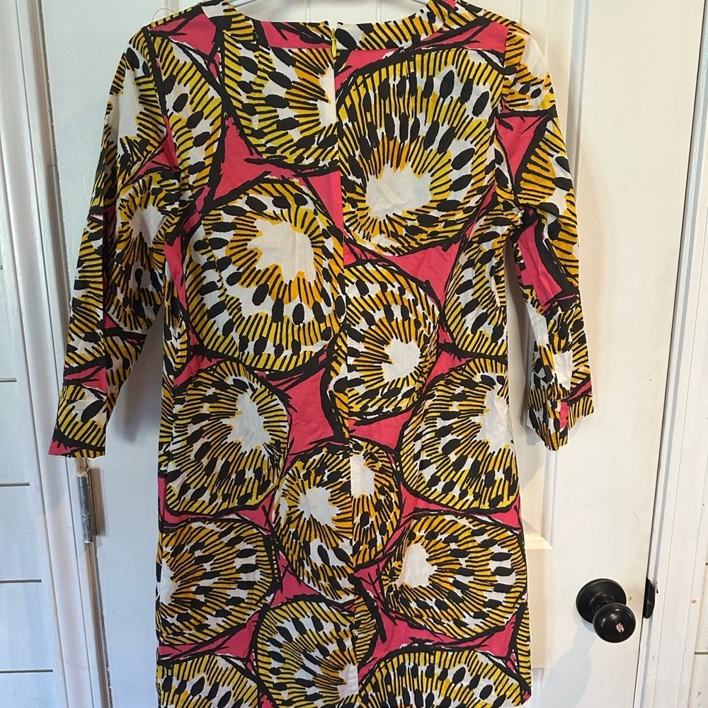 J. Crew Pink, Yellow and White Graphic-Print Long Sleeve Dress - Picture 5 of 5